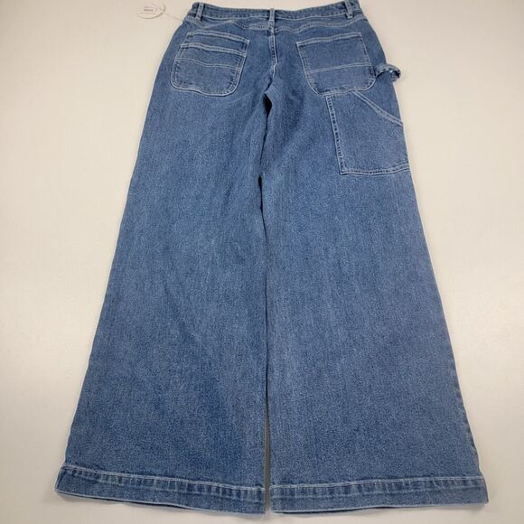 Staud Blue Denim Wide Leg Flare Jeans Women's Size 10 NWT Msrp $295 Painter Pant - Picture 8 of 14